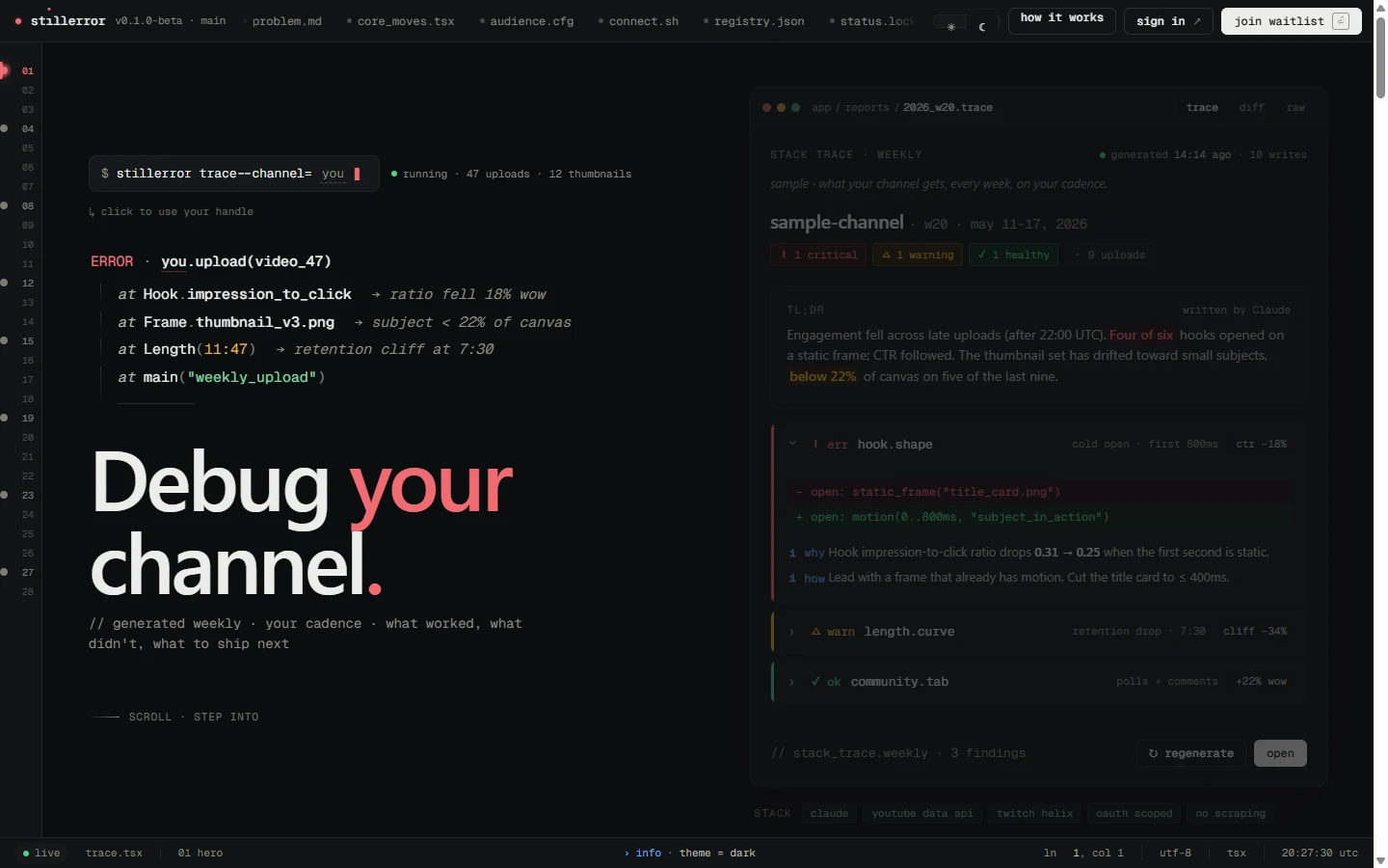Stillerror marketing site home page
